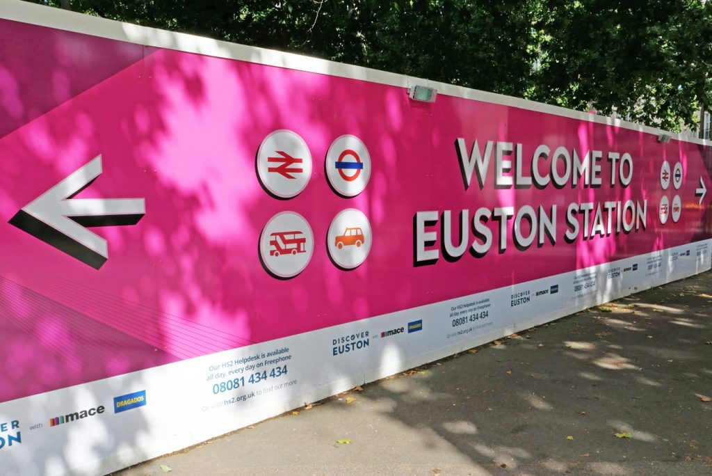 HS2 'Discover Euston' hoardings and wayfinding